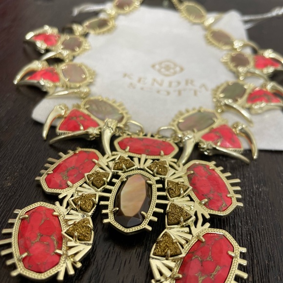 NWT Limited Edition Kendra Scott Gold Drusy Odessa Necklace in Red Magnesite! - Picture 7 of 7